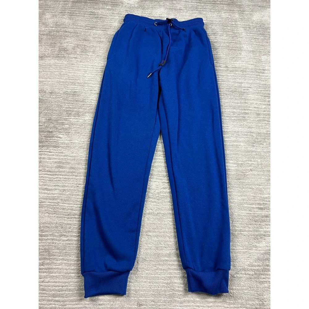 Galaxy by Harvic Jogger Pants Men Medium Royal Blue Fleece Sweatpants Drawstring